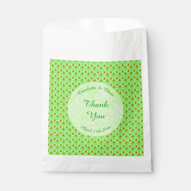 Pretty Spring Wedding Apple blossom and Apples Favour Bags (Front)