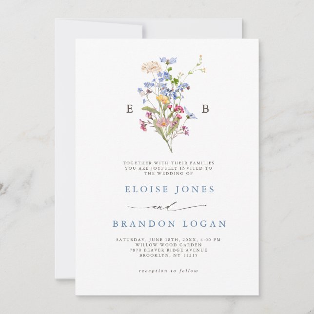 Pretty Spring Wildflower Meadow Garden Wedding   Invitation (Front)