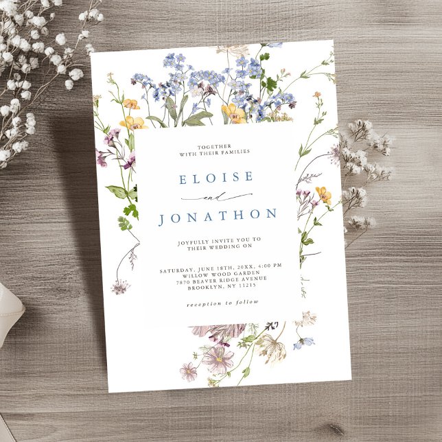 Pretty Spring Wildflower Meadow Garden Wedding   Invitation (Pretty Spring Wildflower Meadow Garden Wedding Invitation)
