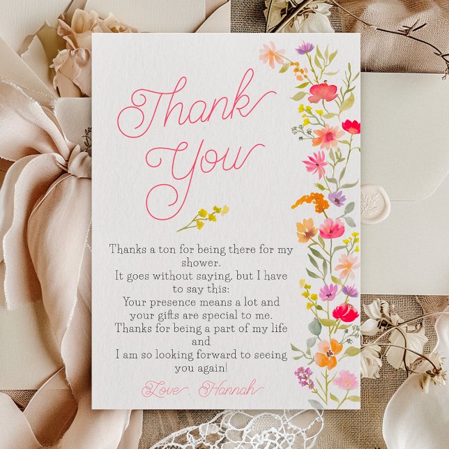 Pretty spring wildflowers floral bridal shower thank you card (Pretty spring wildflowers floral bridal shower thank you card)