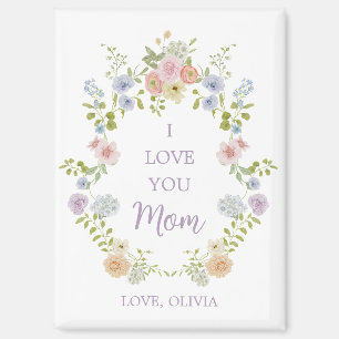 Pretty Spring Wildflowers   Love You Mum Magnet