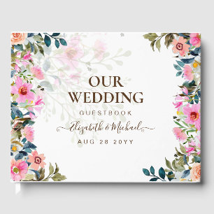 Pretty Spring Wildflowers Wedding Guest Book