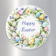 Pretty Spring Wreath Flowers Eggs Happy Easter