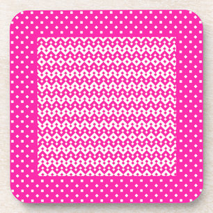 Pretty Square Coasters, Candy Pink Geometric Coaster