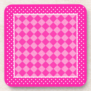 Pretty Square Coasters, Candy Pink Geometric Coaster
