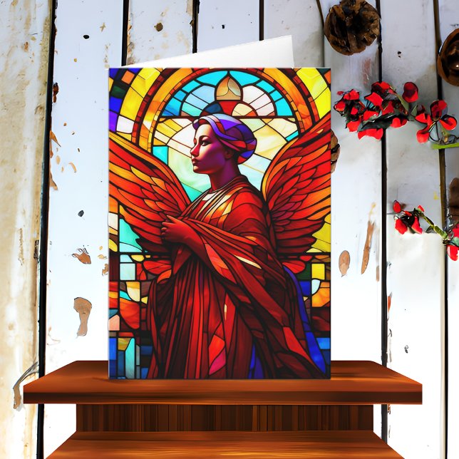 Pretty Stained Glass Angel Art Christmas  Card (Creator Uploaded)