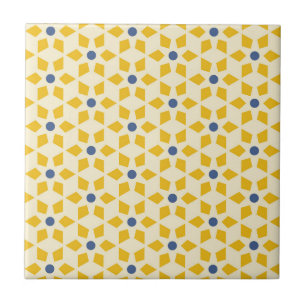 Pretty Starburst Pattern in Yellow & Blue Tile