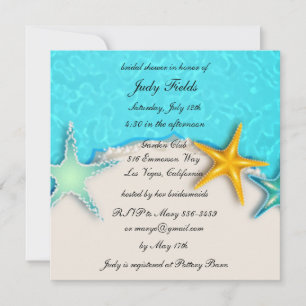 Pretty Starfish Summer Beach Bridal Shower Invite