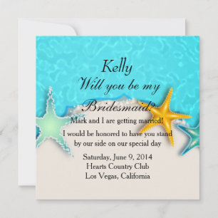 Pretty Starfish Summer Beach Bridesmaid Card