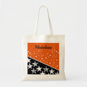 Pretty Stars & Dots Orange & Black Fall/Halloween Tote Bag