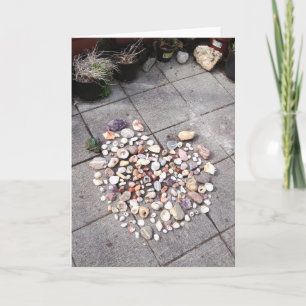 Pretty Stone & Shell Hearts 3 Photo Greeting Card