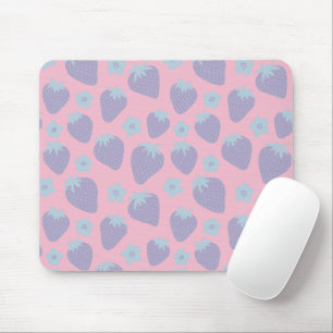 Pretty strawberries pattern in Lilac and Blue Mouse Pad