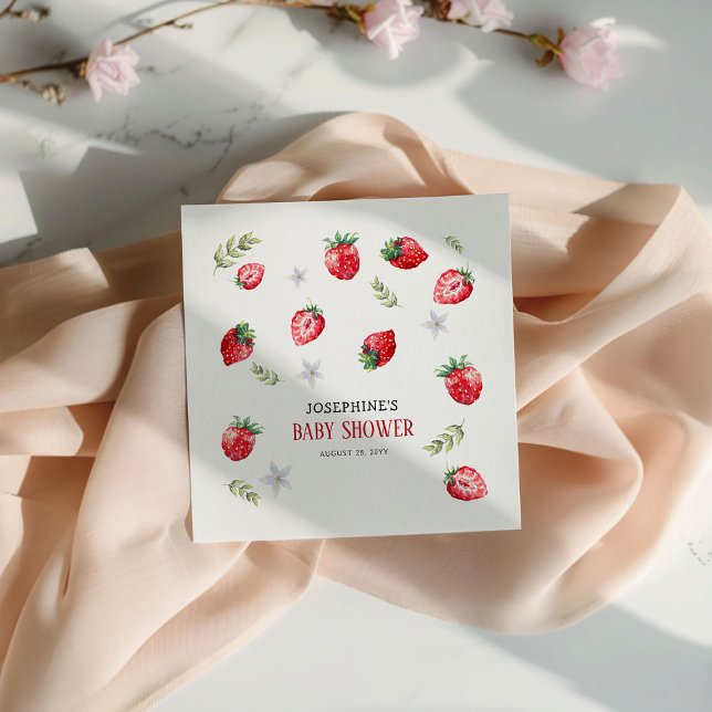 Pretty Strawberry 'Berry Sweet' Baby Shower Napkin (Creator Uploaded)