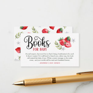 Pretty Strawberry Book Request Baby Shower Enclos Enclosure Card
