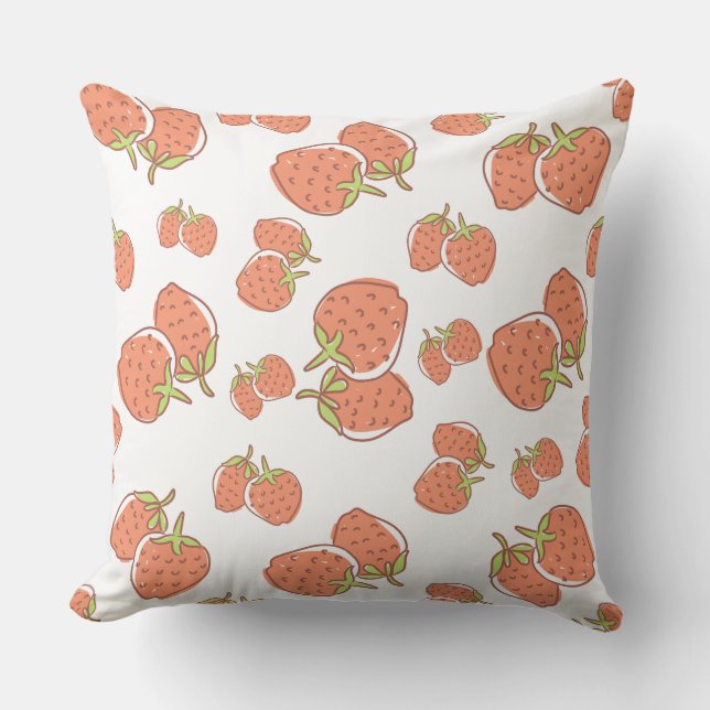 Pretty Strawberry classic trendy artwork pink Cushion (Front)