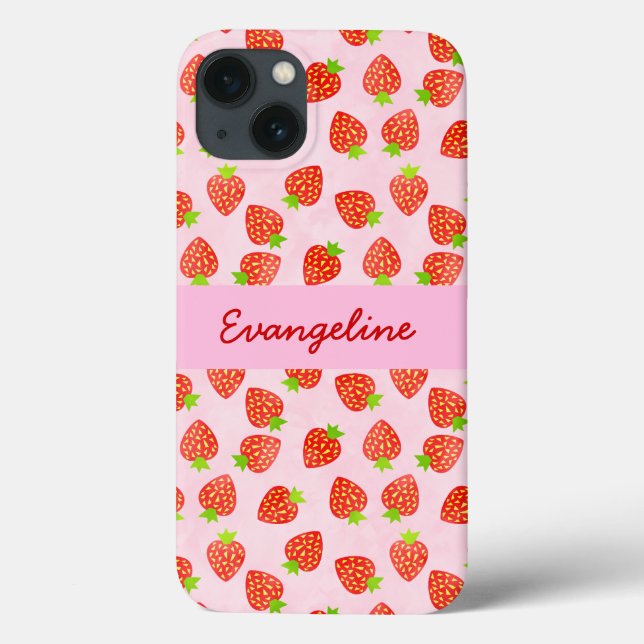 Pretty Strawberry Cream Pattern Personalised Case-Mate iPhone Case (Back)