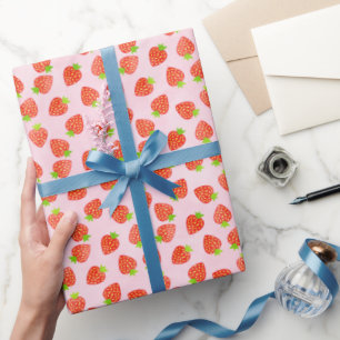Pretty Strawberry Cream Pattern Wrapping Paper