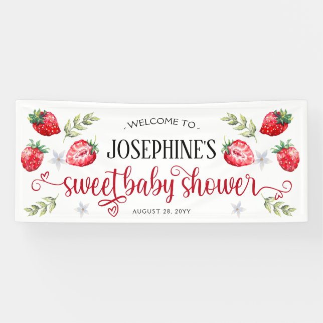 Pretty Strawberry Fruit 'Sweet Baby Shower'  Banner (Horizontal)