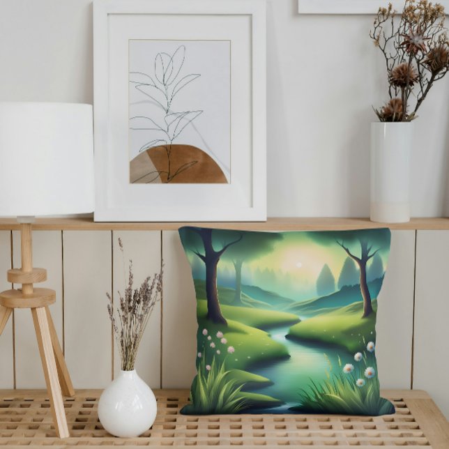 Pretty Stream Throw Pillow (Creator Uploaded)