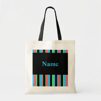 Pretty Striped Budget Tote Bag Template - Blue
