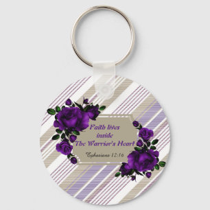 Pretty Striped Lavender Floral Key chain