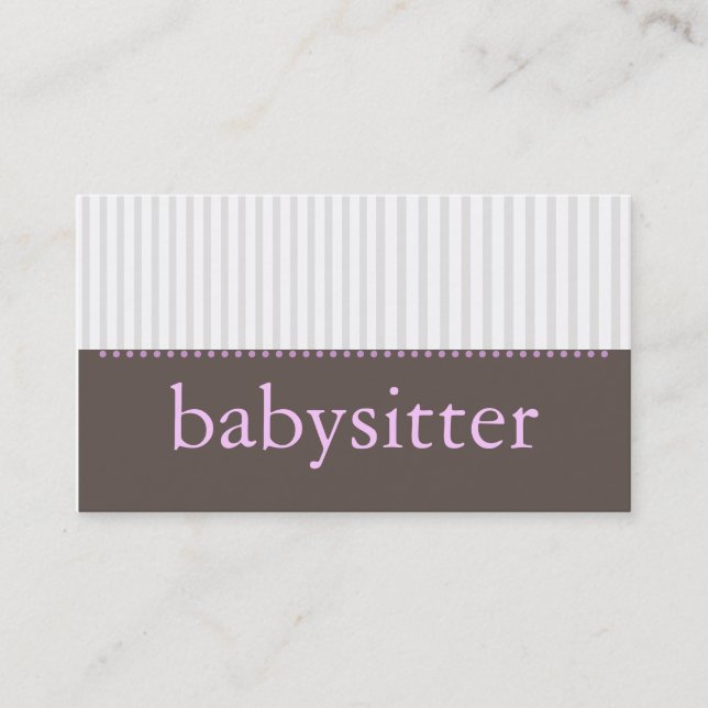 Pretty Stripes Babysitting Business Card (Front)