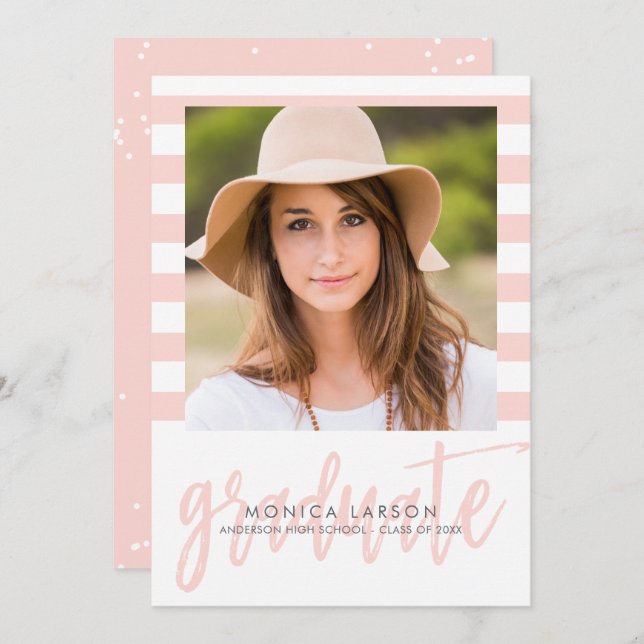 Pretty Stripes EDITABLE COLOR Graduation Invite (Front/Back)