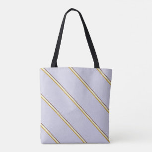 Pretty stripes natural colours on pale blue lilac tote bag