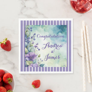 Pretty Stripped Lavender and Floral Napkin