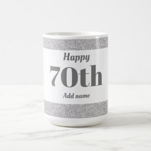 Pretty stylish personalised birthday mug gift 70th