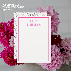 Pretty Stylish Pink Purple Polka Dot Custom Name Card