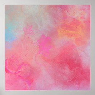 Pretty Stylish Rose Pink Watercolor Ink Poster