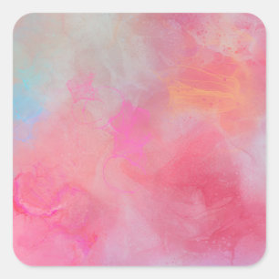 Pretty Stylish Rose Pink Watercolor Ink Square Sticker