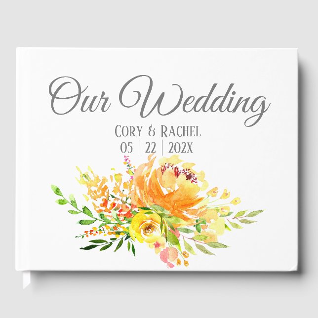 Pretty Summer  Bouquet Wedding Guestbook (Front)