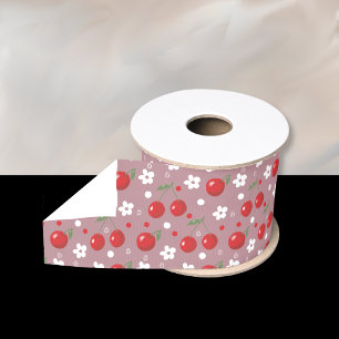 Pretty Summer Cherry Pattern Ribbon Grosgrain Ribbon