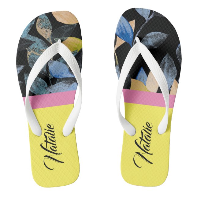 Pretty summer design Monogram colourful watercolor Jandals (Footbed)