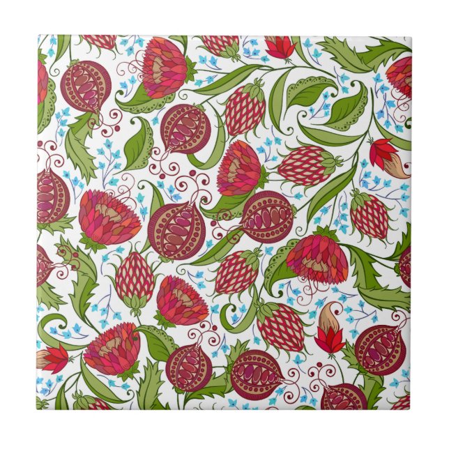 Pretty summer floral fresh pattern tile (Front)
