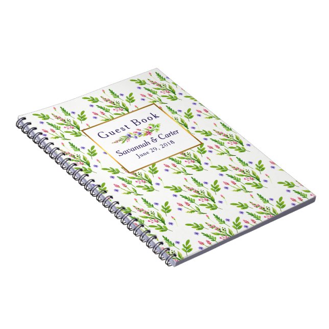 Pretty Summer Flowers Wedding Guest Book (Right Side)
