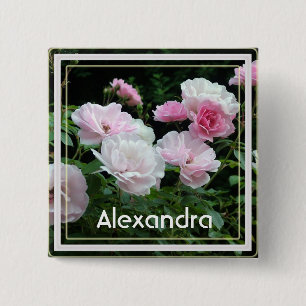 Pretty summer pink rose flowers name pin