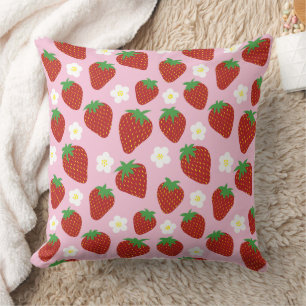 Pretty summer strawberry pattern cushion