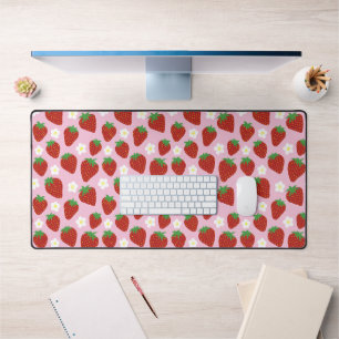 Pretty summer strawberry pattern desk mat