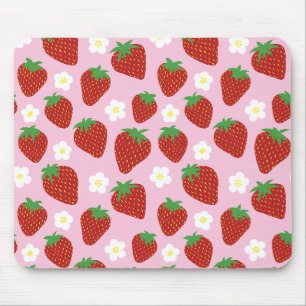 Pretty summer strawberry pattern mouse pad