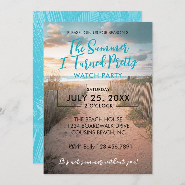 Pretty Summer Watch Party Invitation (Front/Back)
