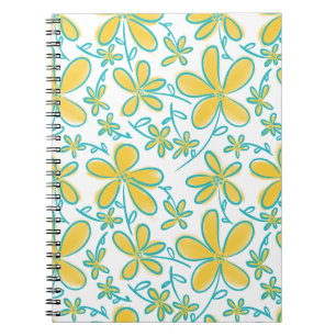 Pretty summer Yellow and Turquoise flower pattern Notebook