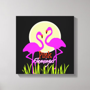Pretty Summery Pink Flamingo Sunrise Canvas Print