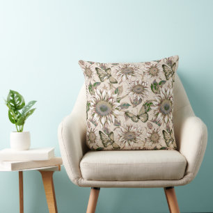 Pretty Sunflower and Butterflies Cushion