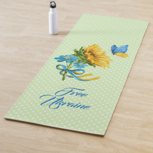Pretty Sunflower & Butterfly Ukraine Support   Yoga Mat
