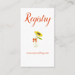 Pretty Sunflower in mason jar wedding registry Enclosure Card