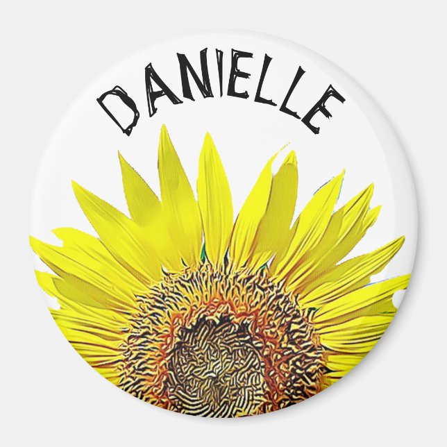 Pretty Sunflower Name Personalised Magnet (Front)