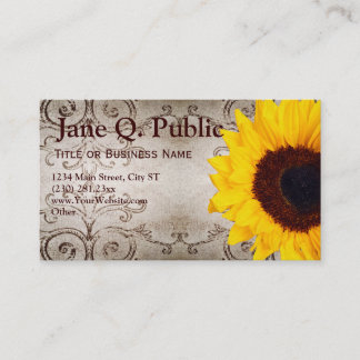 Pretty Sunflower Swirls Business Card Templates